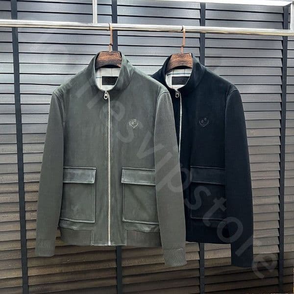 Luxury Designer Mens Jackets Embroidered Deerskin Stitching Knitted Sleeve Casual Coat L1289