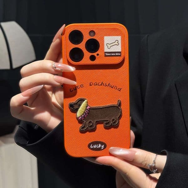 Orange Phone case Suitable for iPhone 16/17 Pro Max Phone New Leather Apple 15/14 Ins Style Full Coverage Protective Case