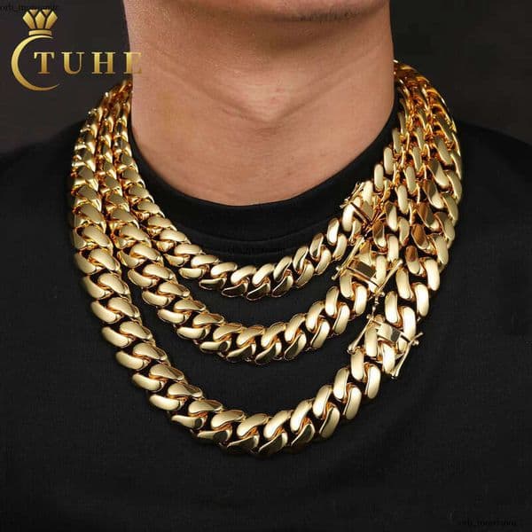 Multi-size 10mm 22mm Necklace Gold-plated Brass High-quality Hip-hop Jewelry Miami Cuban Men's Chain