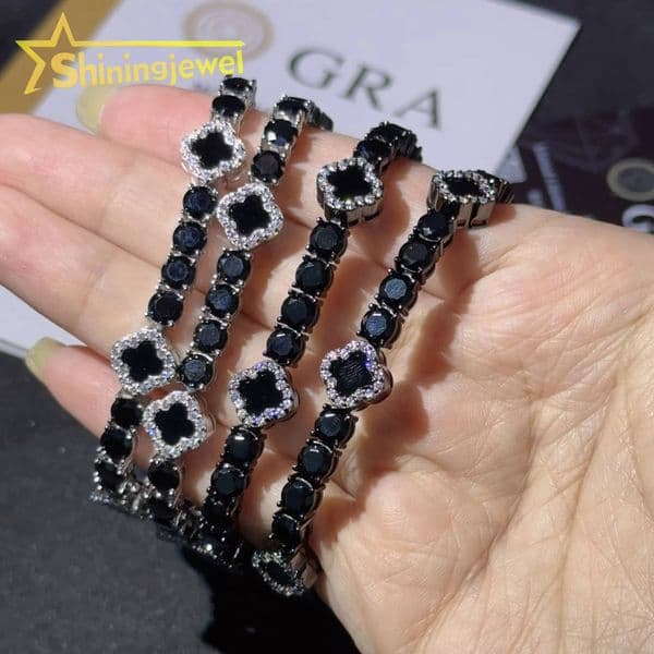 Ice with VVS moissanite Fashion 3mm 5mm Iced Out Chain 925 Silver Tennis Necklace Pass Diamond Test Moissanite Bracelet