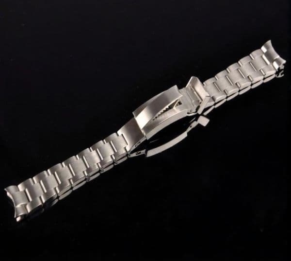 CARLYWET 20 21mm Solid Curved End Stainless Steel Screw Links Wrist Watch Band Bracelet Strap Glide Flip Lock Deployment Clasp Buc