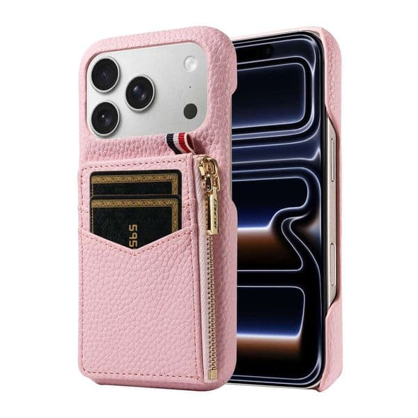 Full Coverage Leather Phone Case with Zipper Card Slot Compatible with iPhone 17 16 15 Pro Max 14 13 12 11 Business for Men and Women