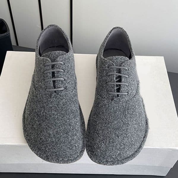 Famous designer women sports shoes womens doll head lace up loafers designer outdoor casual flat shoes gray leather upper EVA material miss walking shoes