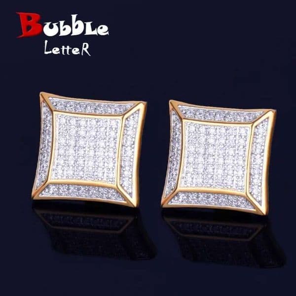 Delicate earrings Hot Sale 15mm Large Square Men's Earrings Micro Pave Moissanite Women's Fashion Hip-Hop Accessories