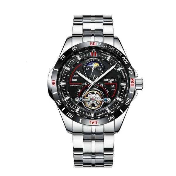 boyzhe multifunction fully automatic mechanical stainless steel sports waterproof mens watch