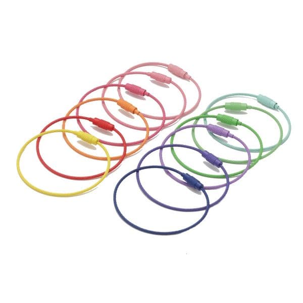 10Pcslot 15x155mm Stainless Steel Wire Cable Loop Screw Lock Gadget Ring Key Holder Keyring Keychain Tag Rope Jewelry Findings 251216