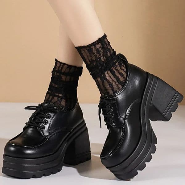 Lolita Shoes for Women Mary Jane Lace Up Loafers Girls Students JK Uniform High Heels Platform Shoes Cosplay Female Shoes251222