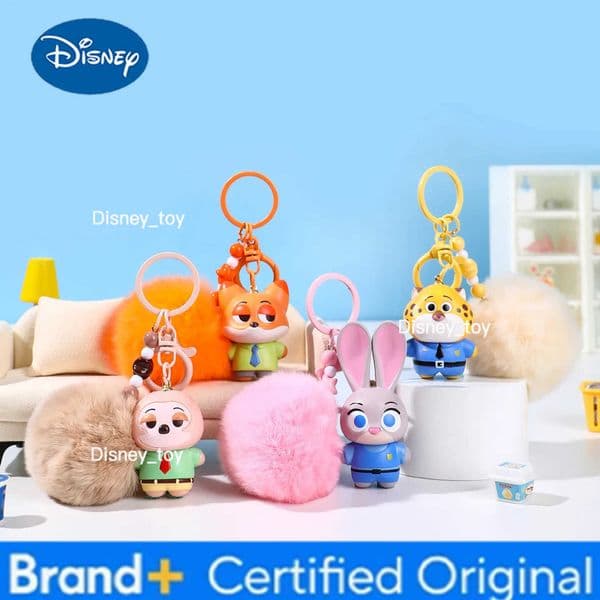 Disney Zootopia Keychain Nick Wilde Plush Keychain Pom-pom Design Couple Keychain Backpack Charm Birthday/Christmas Gift H251225