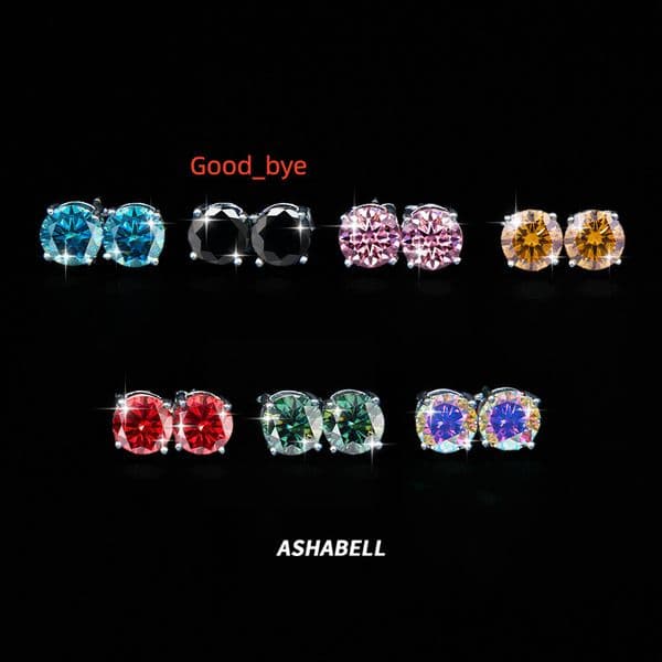 Wholesale S925 Sterling Silver Classic 4 Claw Vvs D Color 1 Carat Moissanite Hip Hop Unisex Men Earrings