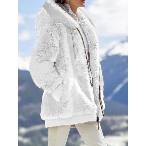 Winter Women Jackets Plush Casual Oversize Fleece Plaid Y2K Hooded Zipper Fashion Cashmere Warm Solid Color Ladies Coats 251223