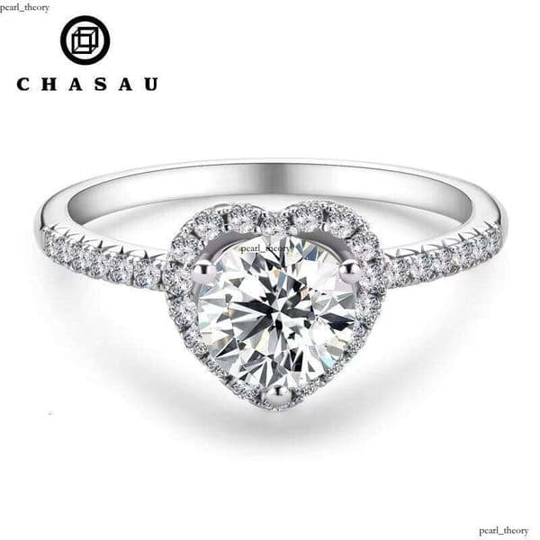 VVS Moissanite Classic Fashion Women's Luxury Round Cut 1ct 1.0ct 1 CT 6.5mm Carbonite S925 Sterling Silver Heart-shaped Wedding Ring Gift