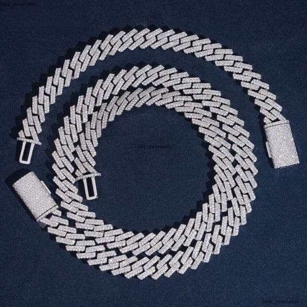Classic 2 Rows Solid 925 Silver Chains VVS Moissanite 10mm Hip Hop Jewelry Iced Out Cuban Link Chain Pass Tester