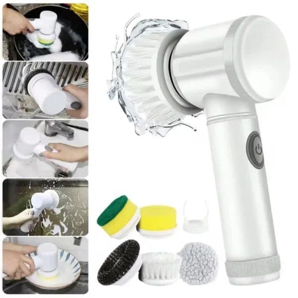 5-in-1 Electric Spin Scrubber Brush for Bathroom Tile Bathtub Sink Power Scrubber with 5 Replaceable Brush Heads 251225