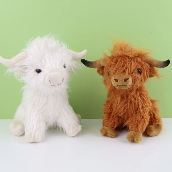 29cm Kawaii Simulation Highland Cow Animal Plush Doll Soft Stuffed Cream Highland Cattle Plush Toy Kyloe Plushie Gift for Kids251219BJ
