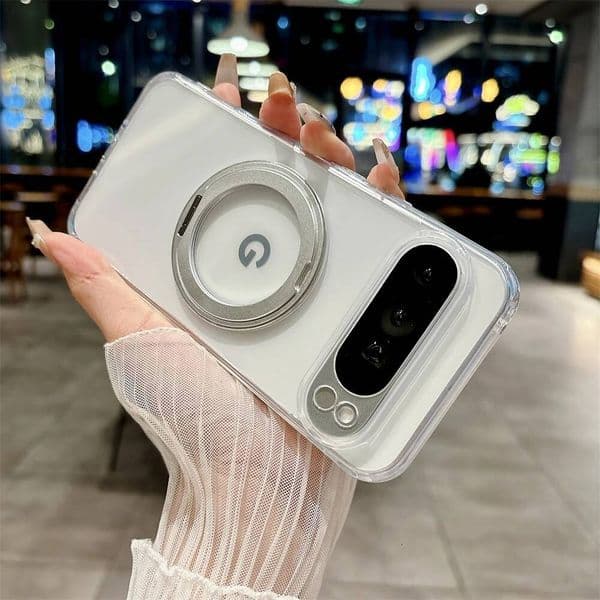 Rotating Magnetic Bracket Shockproof Case Google Pixel 10 Pro XL 9 9A 8 A 7 6 for Magsafe Folding Stand Matte Clear Cover
