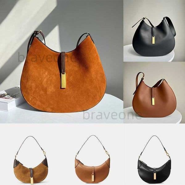 Bags 2025 Half Moon POLO ID Shoulder Crossbody Bag Suede Leather Large Mini Designer Womens Tote Clutch Handbags Wallet Croissant bag BromPton Cross cattle