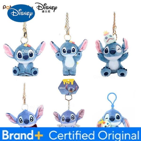Disney Genuine Stitch Cartoon Kawaii Doll Couple Bag Small Pendant Plush Toy Cloth Doll Keychain Doll Pendant Girlfriend Gift H251225