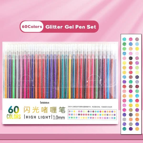 8/12/24/36/48/60Colors 8/12/24/36/48/60 Colors Glitter Gel Pen Large Capacity DIY Handwriting Shiny Highlighter Pen 251223