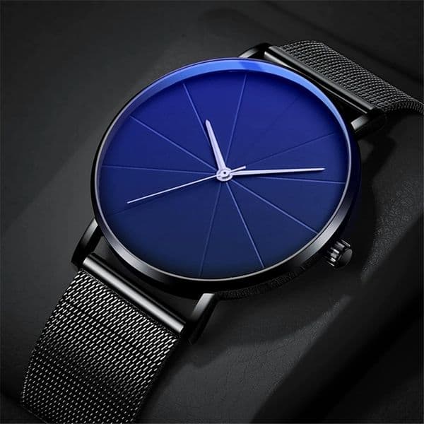 HOT Minimalist Men Fashion Watches Simple Men Business Ultra Thin Stainless Steel Mesh Belt Quartz Watch