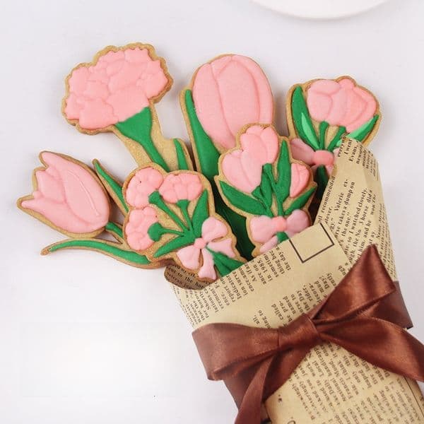 Cookie Mold Mother's Day Flower Tulip Cartoon 3D Frosting Home Fondant Embossing Handmade Baking