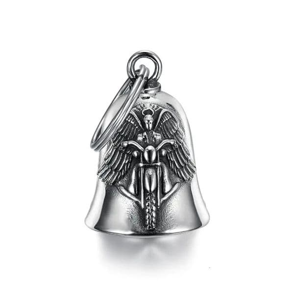 Fashionable Angel Wings Motorcycle Bell Pendant Keychain Punk Rock Mens Riding Party Amulet Exorcism Jewelry 251216