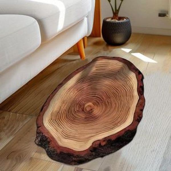 Wood Grain Diatomaceous Earth Mat, Super Absorbent Quick-Dry Non-Slip Rug for Kitchen, Bathroom, Bedroom - Unique Tree Ring Design Floor Mat