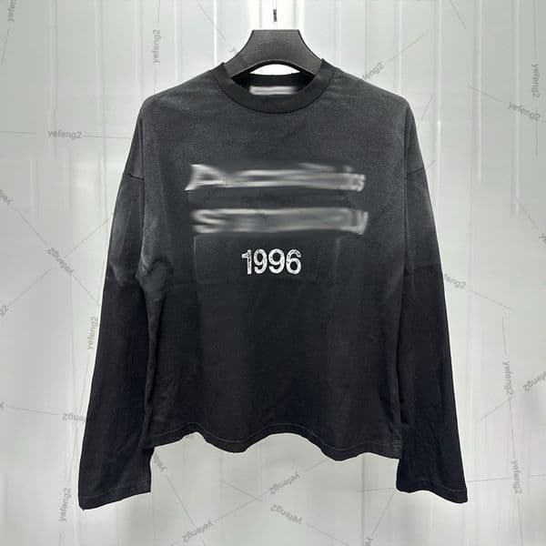 Mens designer t shirt women tops Wear and tear dirty T-shirt Ace printed long sleeved tee couple base shirt