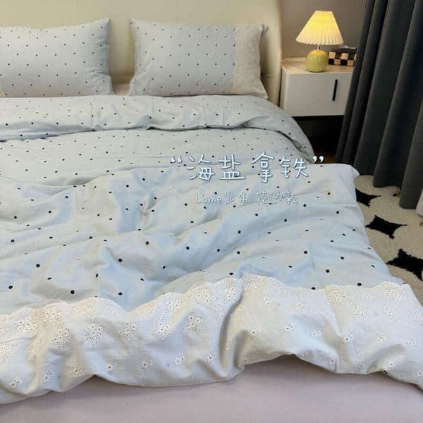Class A Maternity Grade All-Cotton French Lace Trim Pure Cotton Double Layer Gauze Four-Piece Student Dormitory Three-Piece Bedding Set
