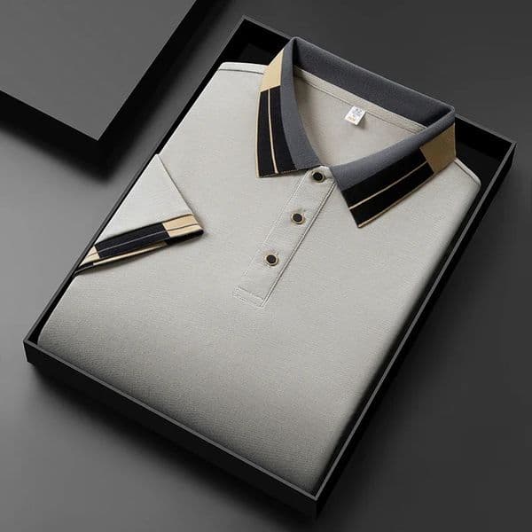 2025 Mens Business Casual Short Sleeved Shirt Solid Color Polo Shirt Fashionable Breathable Comfortable Versatile Top 251226