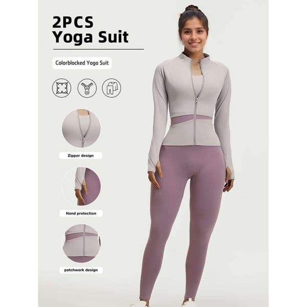 WONST Sportswear Women S Set Two Piece Women S Sports Colorblocked Set Athletic Top High Waisted Leggings Euro Size Fit For Running Fitness And Yoga
