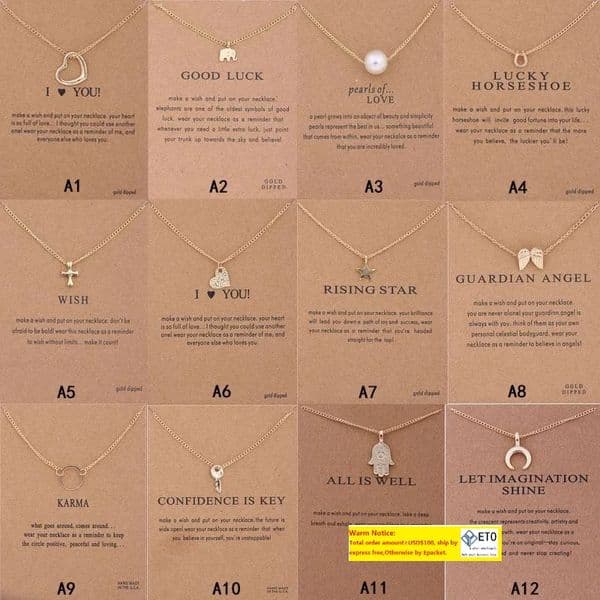 New Arrival Dogeared Necklace With Gift Card Elephant Pearl Love Wings Cross Key Zodiac Sign Compass Lotu Pendant For Women Fashion Jewelry LL