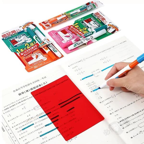 KOKUYO Check Le Memorize Highlighter Pen Set Dual Tip Oblique Fine Learning Memory Pen Fosforlu Kalem Destacador Markers Pen 251223BJ