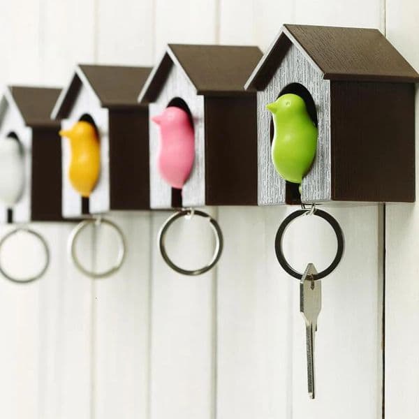 Lover Sparrow Birdhouse Keychain Bird Nest House Hook Key Chain Ring Organizer Wall Door Hanging Keyring Storage Holders Gifts 251226