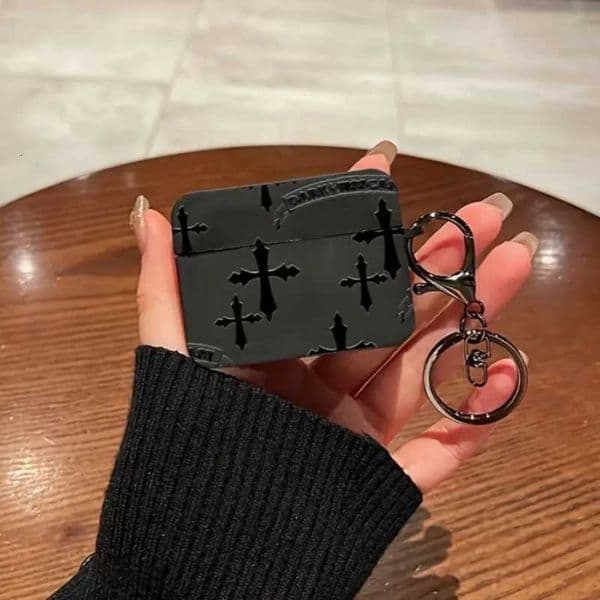 Cross Pattern Black Trendy Case for AirPods 4 31/2AirPods Pro2 and Pro Wireless Earphone Protective Soft TPU Cover Y251226
