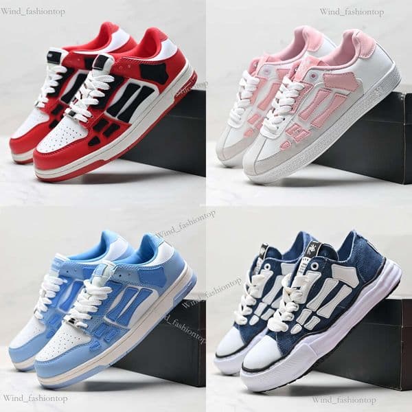 Designer skeleton sneakers Low-Skel top women men casual shoes black white leather lace up luxury trainers sneaker chaussure blue Superior quality top