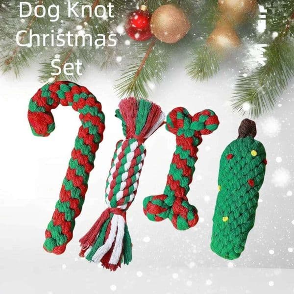 Christmas Dog Toy Cotton Rope Knot Interactive Ball Puppy Chihuahua Large Dogs Toothbrush Chew Safe Pet Toys For All Sizes 25N1226
