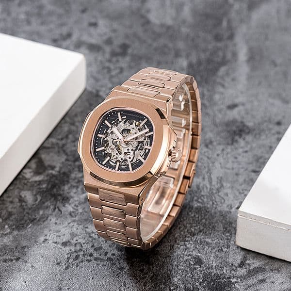 mens classic automatic watch featuring sapphire crystal glass luminescent dial with box