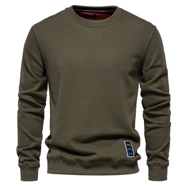 WOZK autumn new long sleeved solid color hoodie trend men's loose solid color round neck casual hoodie designer daily work