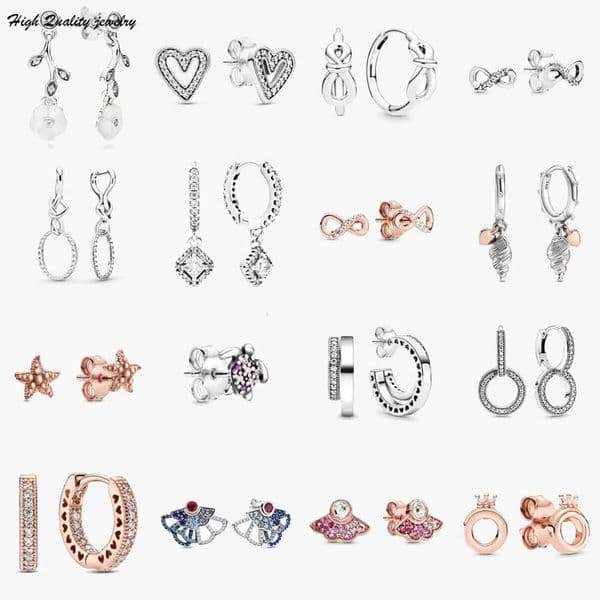 S925 925 Sterling Silver stud Brand New Sparkling Double Hoop Earrings High Jewelry rose gold star love Ear Studs charm Dust Bag Gifts fit Charm wholesale Z260910