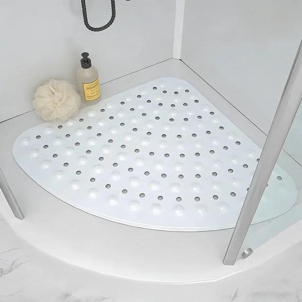 1pc Coner Nonslip Shower Mat for Bathroom with Scution Cups 21x21inch Safe PVC Bath Bathtub Rug Decor Accessories 251226