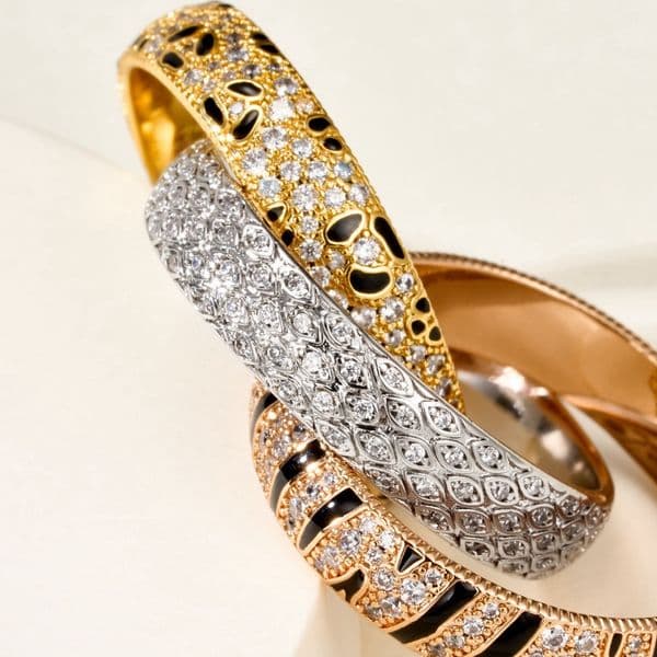 Designer three band cheetah ring never fade gold plated titanium top version wide ring size 678 for women couples with box Premium gift with box 020