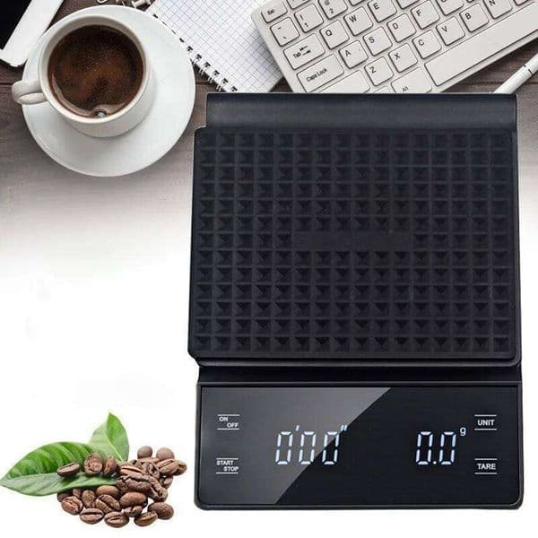 3kg/0.1g Coffee with Timer Kitchen Tools Digital Multifunction Weighing Pour Over Drip Espresso Scale LCD Display 25T1226