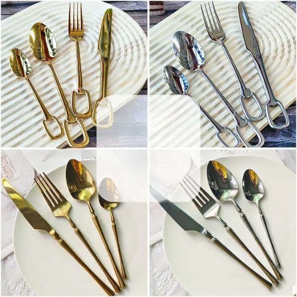 Designer Designer Dinnerware Thickened Stainless Steel Western Cutlery Steak Plate Knife And Fork Four-Piece Set B5