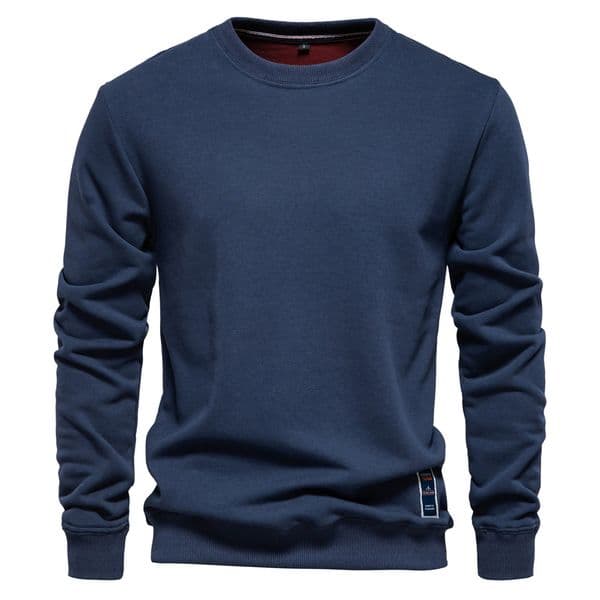 WOZK Autumn New Casual Hoodie Foreign Trade Men's Loose Solid Color Round Neck Hoodie Trendy Men's Hoodie
