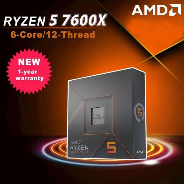 AMD RYZEN 5 7600X Brand New CPU Gaming Processor AMD R5 7600X 6-Core 12-Thread 5nm 38M Socket AM5 Without Fan PC Gamer Cache