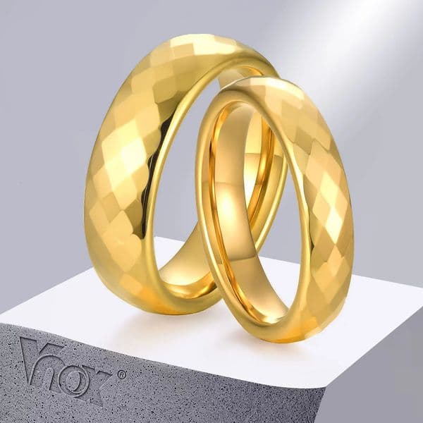 Vnox Tungsten Wedding Rings for Couples Multi-faceted Rhombus Finger Band4mm/6mm Men Women Promise Engagement Jewelry 251223