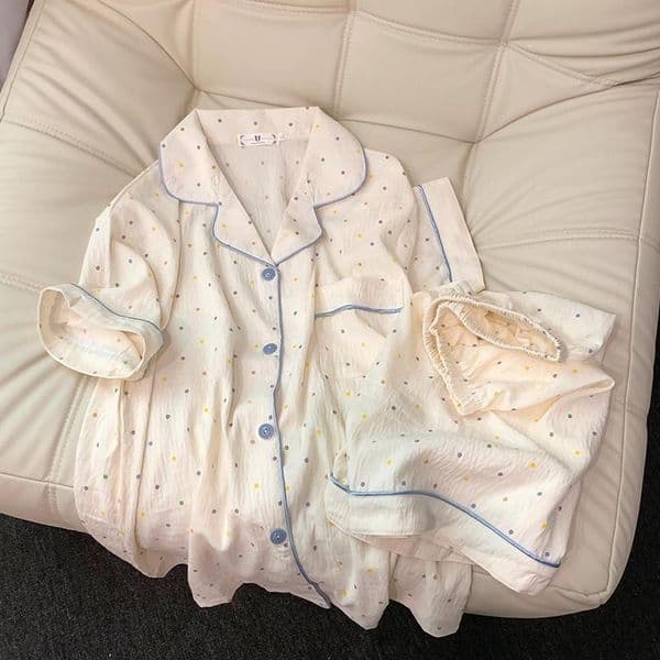 Print Polka Dot Women Pajamas Sleepwear Cotton Pajama Set Top and Shorts 2 Piece Casual Comfortable Home Suit Outfits Sweet w251218