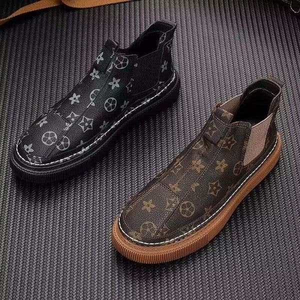 20245 Autumn Winter Printed High Top Slip-On Fashion Casual Sneakers Korean Style Versatile Trendy Cotton Shoes For Men