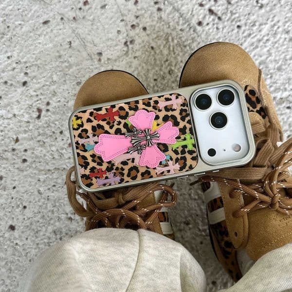 Silver-edged gold-plated leopard print Chre s phone case for iPhone 17 series Y251226 1aw