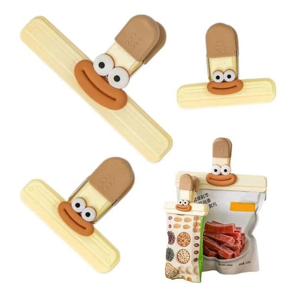 2pcs Creative Face Bag Sealing Clip Food Snack Kitchen Tools Decorative Small Refrigerator Plastic Storage 251226BJ